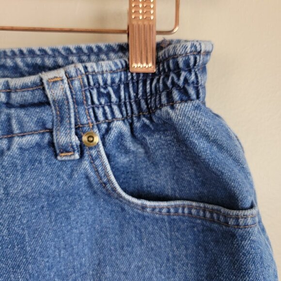 Vintage Double L.L. Bean Jean Shorts Comfort Elastic Waist High Rise Cutoff 4 - Picture 4 of 11